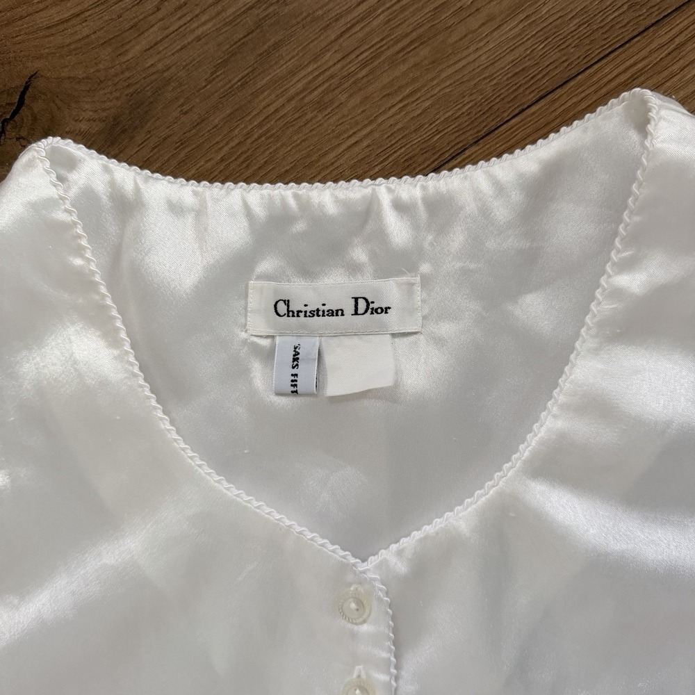 Vintage Christian Dior White Satin Nightgown Saks CD Logo Lingerie - Picture 2 of 9